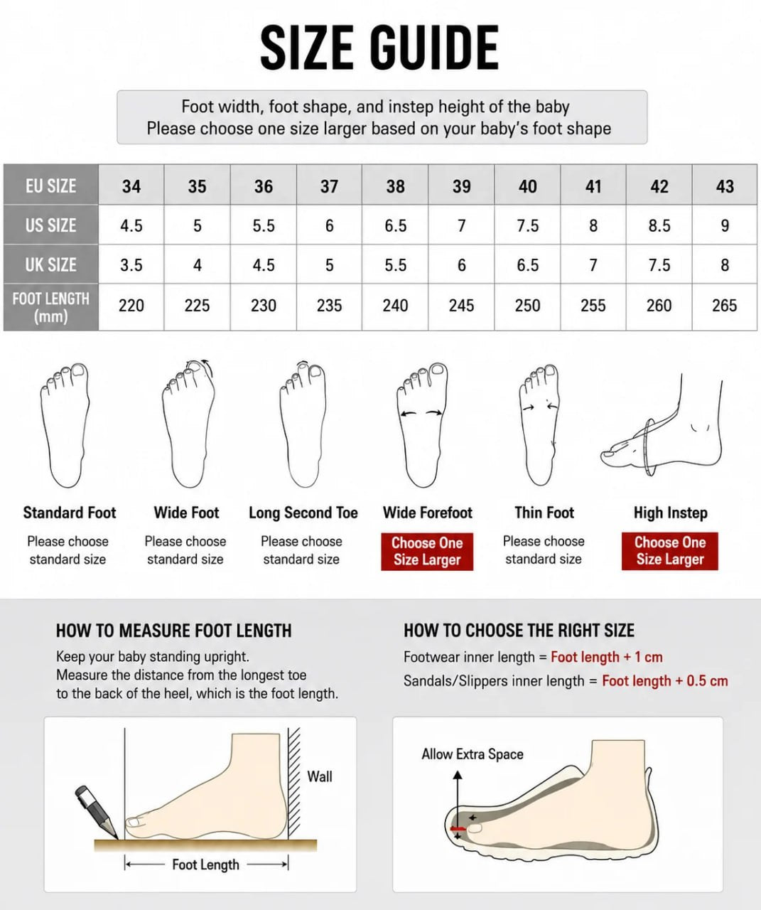 Size guide chart